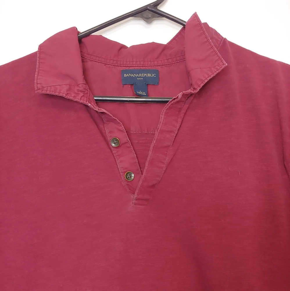 Banana Republic Men's Half Button Collared Short Sleeve Polo Shirt Size Large